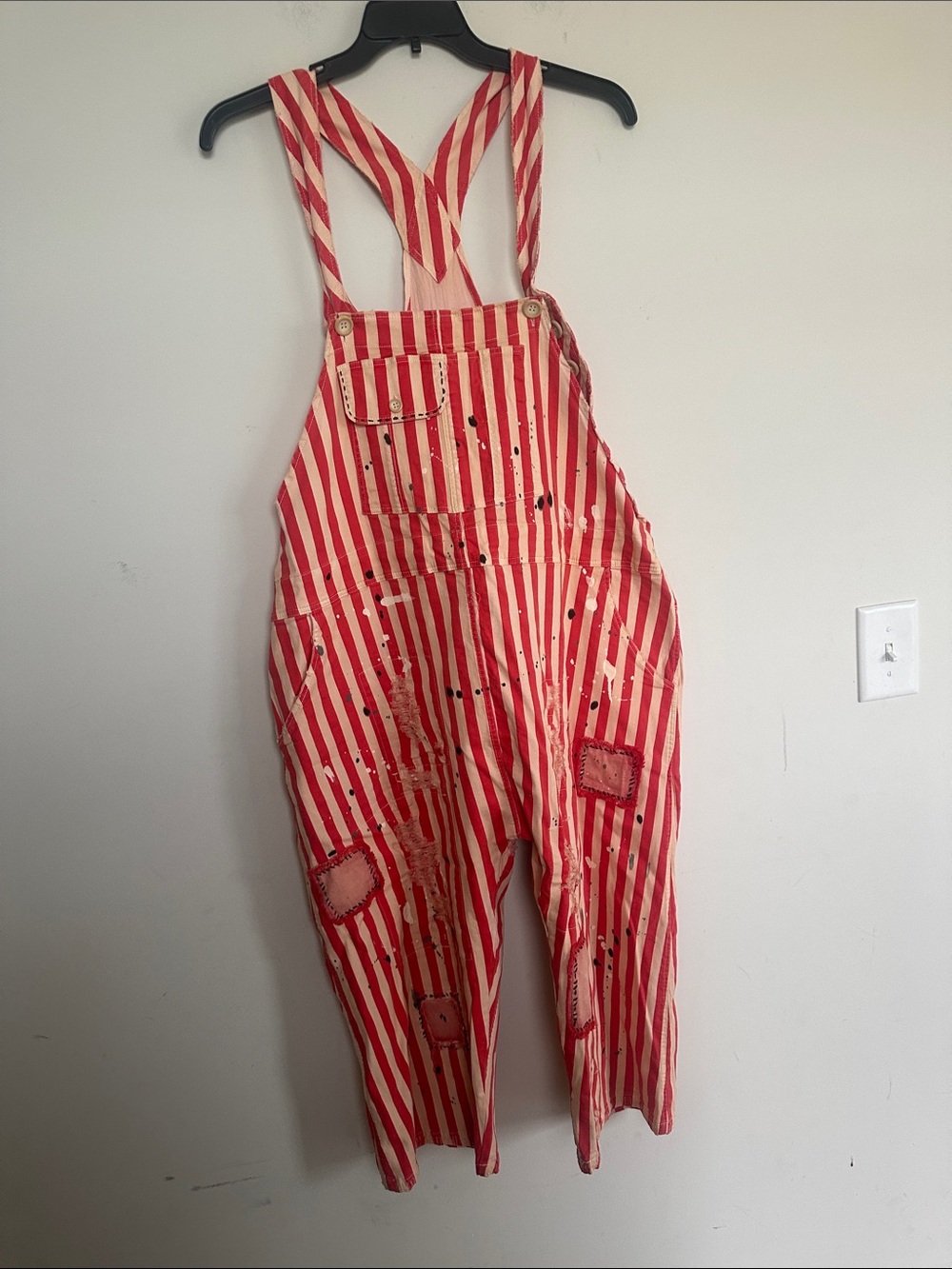 Jaded gypsy Women's Red & White Striped Painter-Style Overalls Jumpsuit